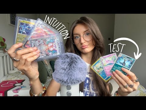 ASMR Testing your intuition with Pokémon cards🃏 (tapping, mouth sounds, mic triggers)