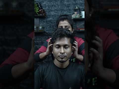 ASMR Cute Head Massage By Cute Lady Barber Chaitali #shorts