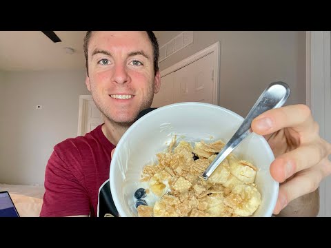 ASMR Eating a Homemade Yogurt Parfait & Drinking Coffee