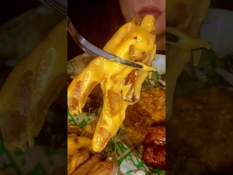 Wingstop cheesy cheese fries #asmr #wingstop #cheese #fries #food #eat