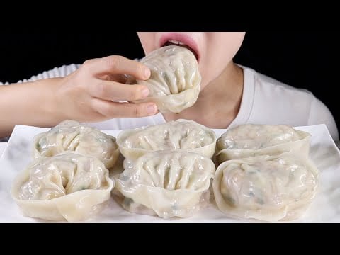 ASMR Jumbo Pork Dumplings (Wang Mandu) | Eating Sounds Mukbang No Talking