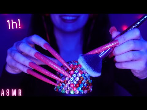 Asmr Mic Scratching , Brushing & Stroking | Brain Melting Asmr No Talking for Sleep - Long Nails 1H