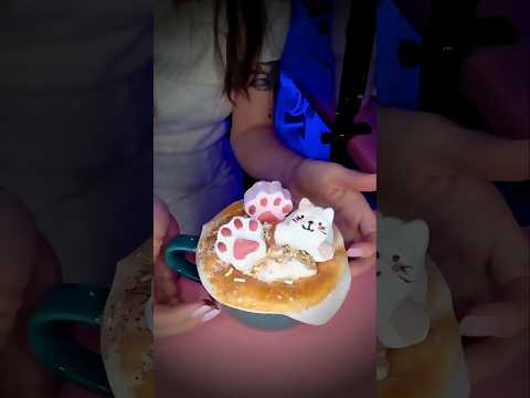 #ASMR Hot Chocolate with Marshmallow Kitty ☕🐾 Cozy Winter Sounds #Shorts