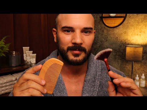 The 'Gentle-Man' Face Treatment 💆🏻‍♂️ ASMR Face Massage - Hair Brushing - Personal Attention
