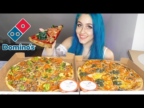 DOMINOS PIZZA MUKBANG ~ 2 Large Pizzas | Full Face Eating Show 🍕🍕🍕