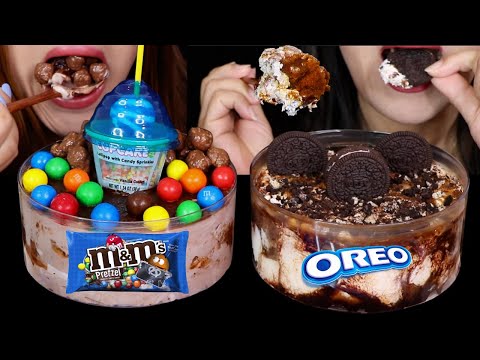 ASMR SPOONABLE CHOCOLATE M&MS MOUSSE CAKE & OREO TIRAMISU CAKE *BIG BITES* 초콜릿 케이크 리얼사운드 먹방 ケーキ केक