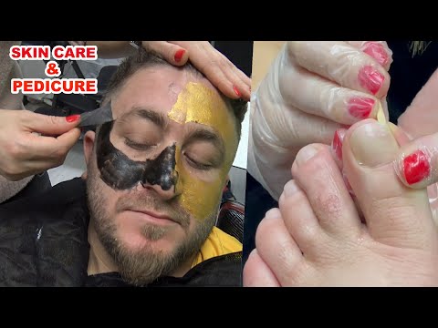 ASMR WORLD'S BEST SKIN CARE AND PEDISURE MASTER &HOT TOWEL&GOLD-BLACK MASK& face, nose, foot massage