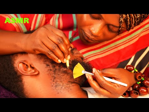 ASMR relaxing beard nitpicking,neck massage,no talking ingrown hair pullout, ear and nape massage 