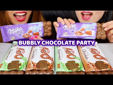 ASMR GIANT BUBBLY CHOCOLATE (MILKA and AERO) 초콜릿 리얼사운드 먹방 チョコレートcoklat चॉकलेट | Kim&Liz ASMR