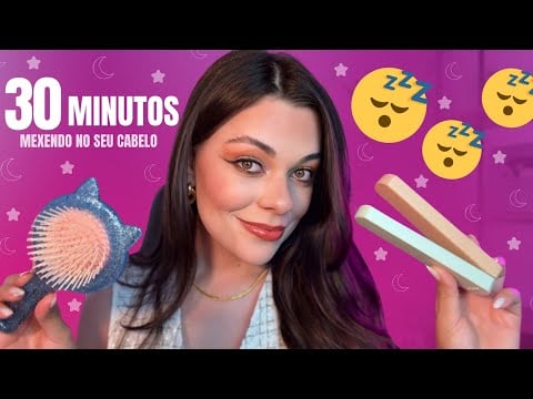 Escovando E Passando Chapinha No Seu Cabelo (ASMR)💆🏻‍♀️😴