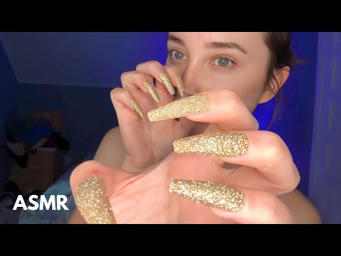 ASMR 🤍 Nail Tapping with Long, Glittery Nails ✨ No Talking