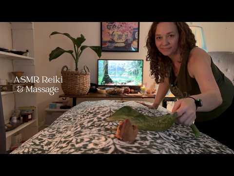 ASMR Reiki & Massage for the Root Chakra♥️Earth Element Healing, Rattles & Rainforest Sounds🌴