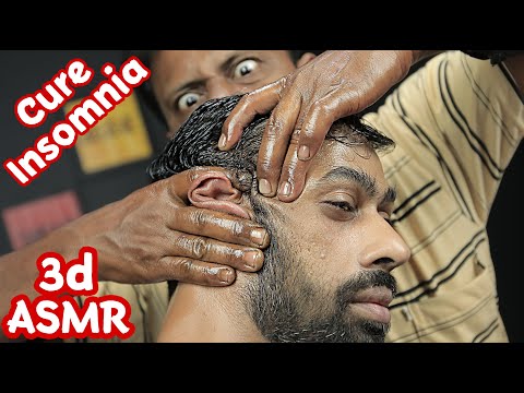 Cure Insomnia With Heavy Oil Comb Massage And Chiropractic Cracks | 3d Sound Head Scratching ASMR