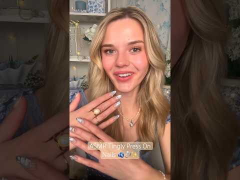 #asmr Prettiest Press On Nails 🩵✨ #asmrvideo #asmrtriggers #tingles #relax #pressonnails #nails