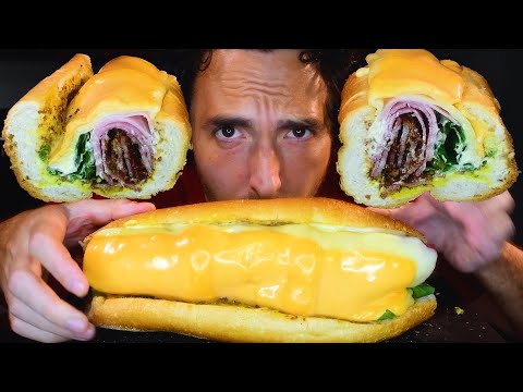 ASMR HUGE 3X CHEESY TRIPLE PORK FEAST * NO TALKING MUKBANG * NOMNOMSAMMIEBOY