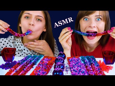 MOST POPULAR FOOD FOR ASMR GALAXY JELLY SHEET, STRAWS, BALLS, POPPING BOBA MUKBANG 먹방