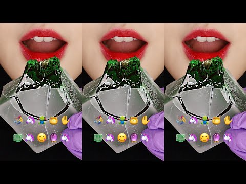 VERTICAL MUKBANG HONEY JELLY WAX CANDY ASMR FROZEN YOGURT MUKBANG EMOJI FOOD ASMR 🦄