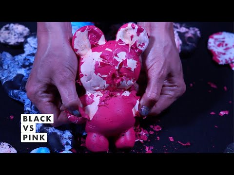 ASMR Clay Cracking: Black VS Pink