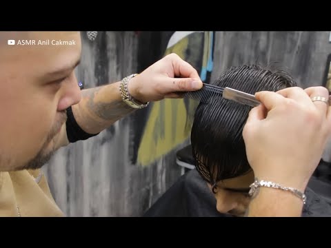 TREND Barber Haircut + ASMR Head Massage (barber shop sounds)