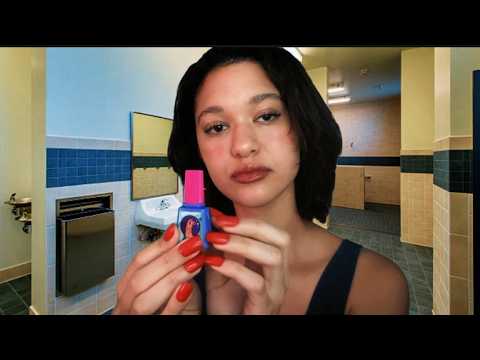 ASMR Fazendo sua Maquiagem por 5$ reais no banheiro da escola