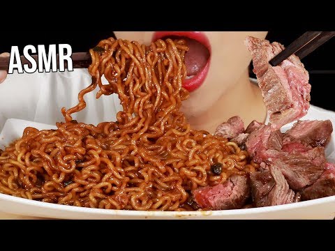 ASMR JJAPAGURI BEEF SIRLOIN STEAK 채끝살 짜파구리 먹방 Eating Sounds Mukbang