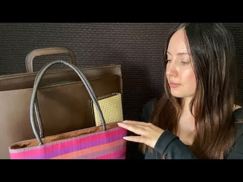ASMR Purses/Bags 👜 shopping channel show & tell (soft spoken, gentle hand movements, fabric sounds)