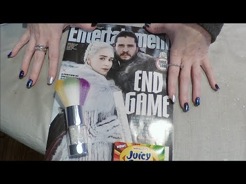 ASMR Magazine Flip Through. Game of Thrones. Gum, Whisper & Brush.