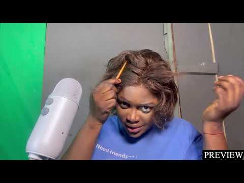 ASMR✨UP CLOSE MAKEUP APPLICATION AND GUM CRACKING SOUND, WITH WIG BRUSHING.