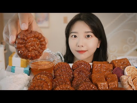 ASMR 달콤한 소리의 직접만든 약과+카이막 먹방 eating sound | Korean Dessert Yakgwa Mukbang