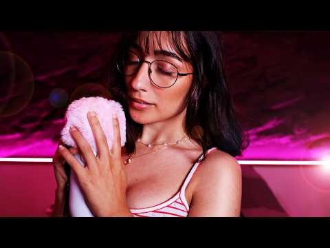 ASMR | Close Mouth Sounds & Slow Mic Brushing ❤️ (1 Hour w/ black screen)