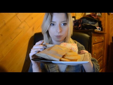 ASMR - Eating a Veggie Burger & Onion Rings