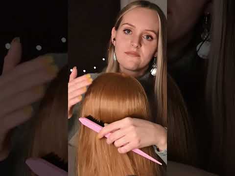 ASMR | Brushing hair with a bristle brush 😁 #asmrshorts  #hairbrushing