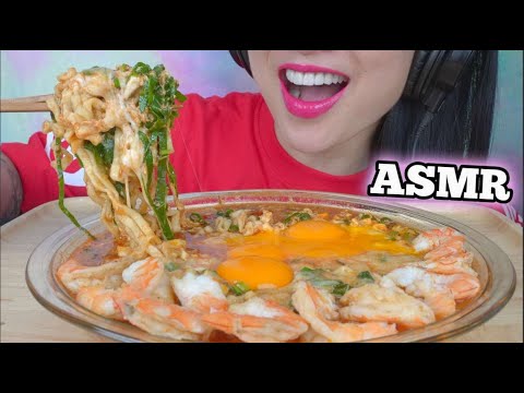 ASMR CHEESY NOODLES + SHRIMP + EGGS (EATING SOUNDS) NO TALKING | SAS-ASMR