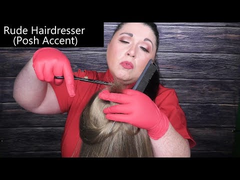 ASMR Posh Rude Hairdresser (Haircut, Scalp Massage, Hair Brushing) Hair Salon Roleplay