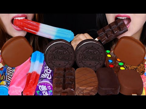 ASMR ICE CREAM PARTY! DOVE CHOCOLATE ICE CREAM BAR, M&MS ICE CREAM, ROCKET POP, STRAWBERRY SCREW 먹방