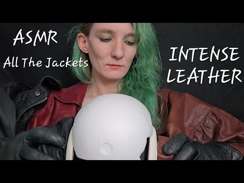 ASMR INTENSE LEATHER (leather ear cupping)(no talking)(all the jackets)