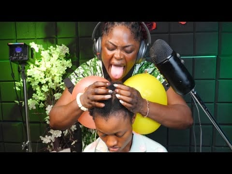 ASMR | Ballon Tingly Mouth Sounds Fake Spit Painting ✨Head spit painting triggers with long nails