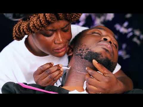 ASMR✨Soft gum beard scratching, ingrown hair pulling, Neck massage, Face nitpicking 
