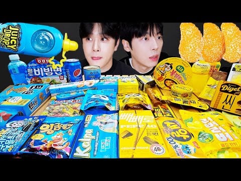 ASMR MUKBANG | 직접 만든 갤럭시 꿀젤리 블루 노랑 디저트 아이스크림 먹방 & DESSERT GALAXY HONEY JELLY CANDY