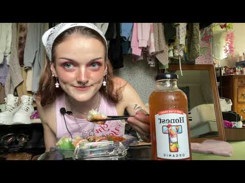 ASMR SUSHI MUKBANG (Eating sounds, tapping, close whispers)