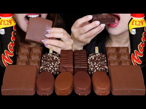 ASMR MILK & DARK CHOCOLATE ICE CREAM BARS, KLONDIKE BAR, MARS CHOCOLATE DRINK, CARAMEL SUPREME 먹방