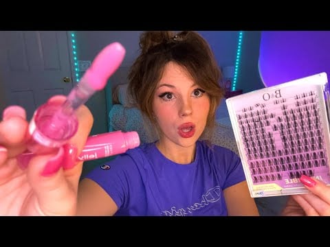 ASMR| Giving You A SoftGirl Makeover💓🌸(LASHES, SKINCARE & LIPGLOSS)😚