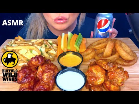 ASMR BUFFALO WILD WINGS MUKBANG (No Talking) EATING SOUNDS
