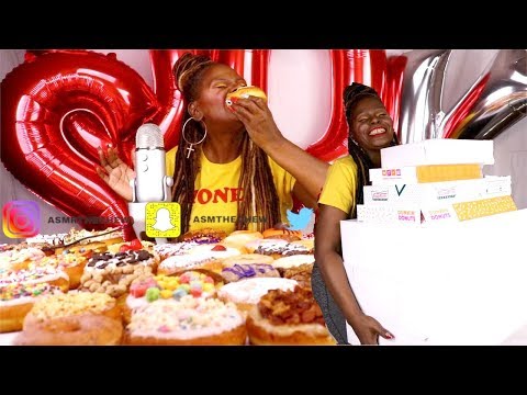 68 DONUTS MUKBANG ASMR EATING SOUNDS | 200k