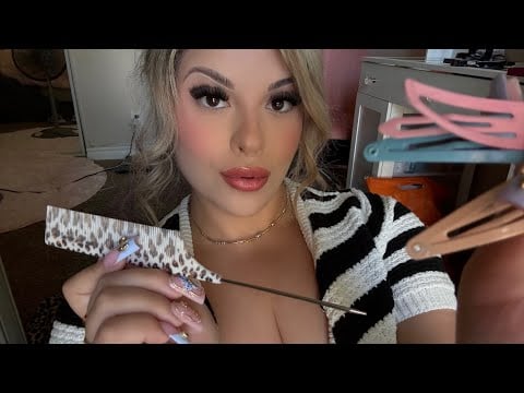 ASMR: Clipping Your Curls Back Into A Up-Do Hairstyle 🎀🧑‍🦱 (Parting Your Hair & Sectioning)