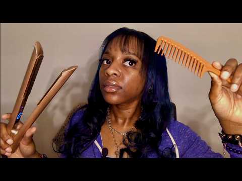 ASMR 💋 Giving Myself Bangs + Hair Curling
