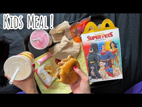 ASMR No Talking |Eating Happy Meal Drinking Milk Shake! - Paper Crinkles - Eating Sounds