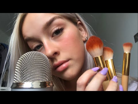 ASMR CLOSE MIC BRUSHING AND INAUDIBLE WHISPERS