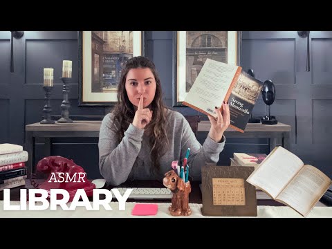 ASMR Library 📖 || Page Turning || Typing || Checking Out Books || Library Card