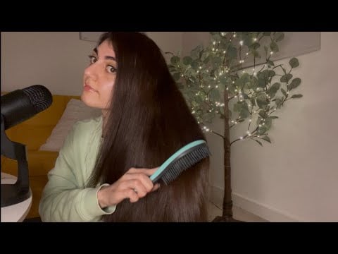 [ASMR no talking] 15 minutes of relaxing hair brushing on long, straightened, thick hair :)